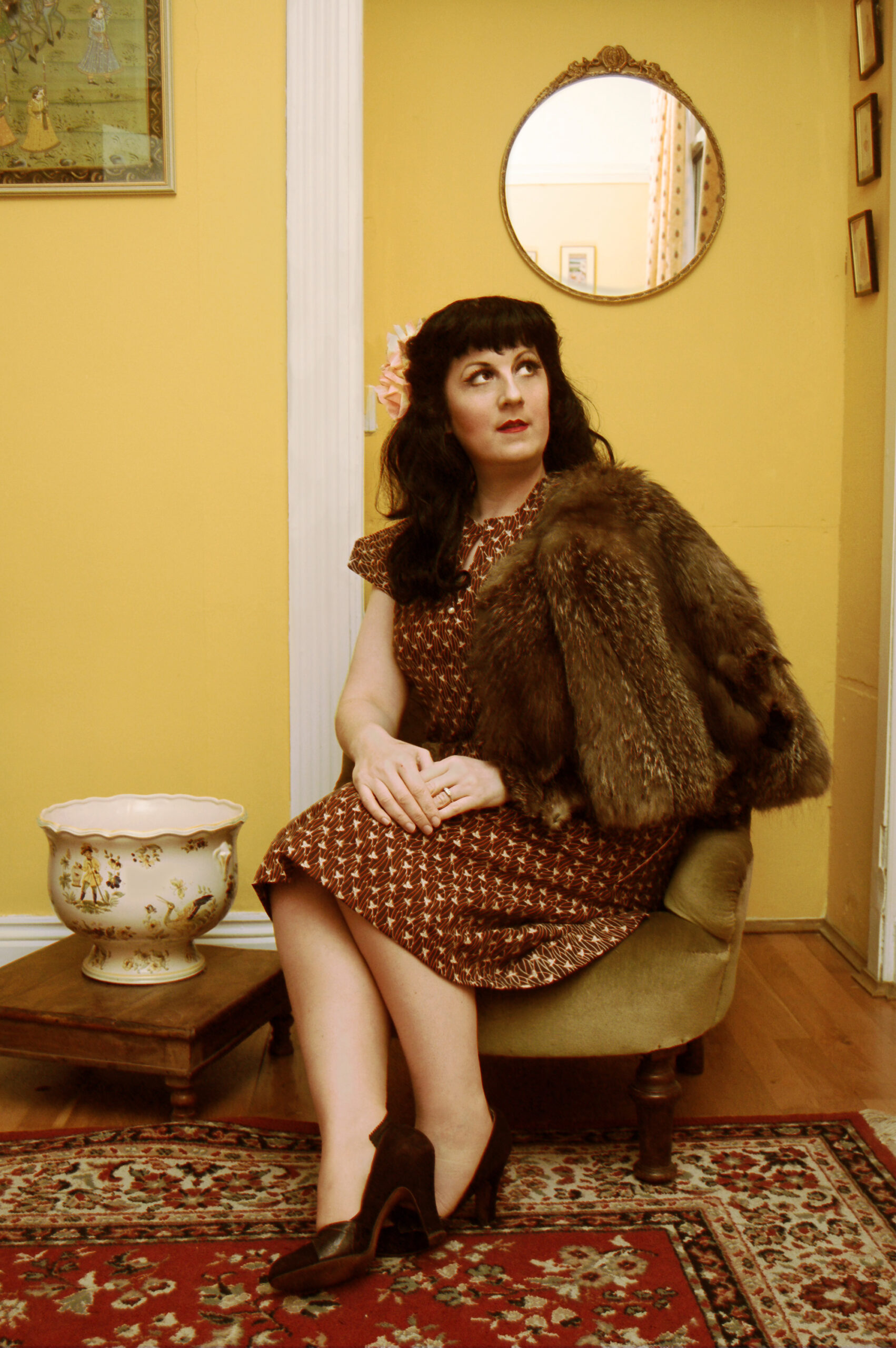 1930's Emmaline Dress with Art Deco Fabric - Image 3